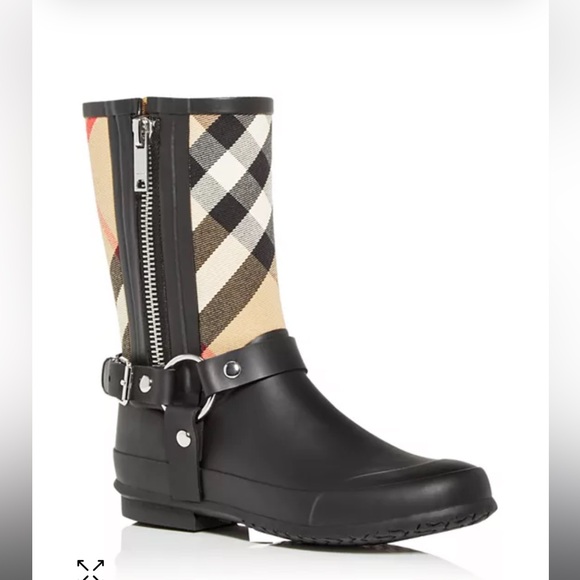Burberry Zane Vintage Check Harness Rain Boots 👢 Excellent Condition Size 7 37 - Picture 2 of 16